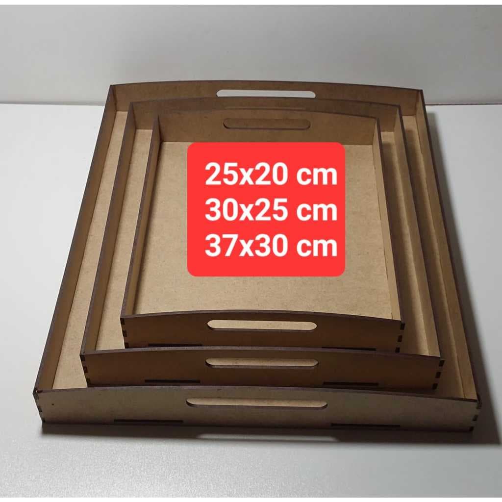 trio de bandejas retas mdf cru