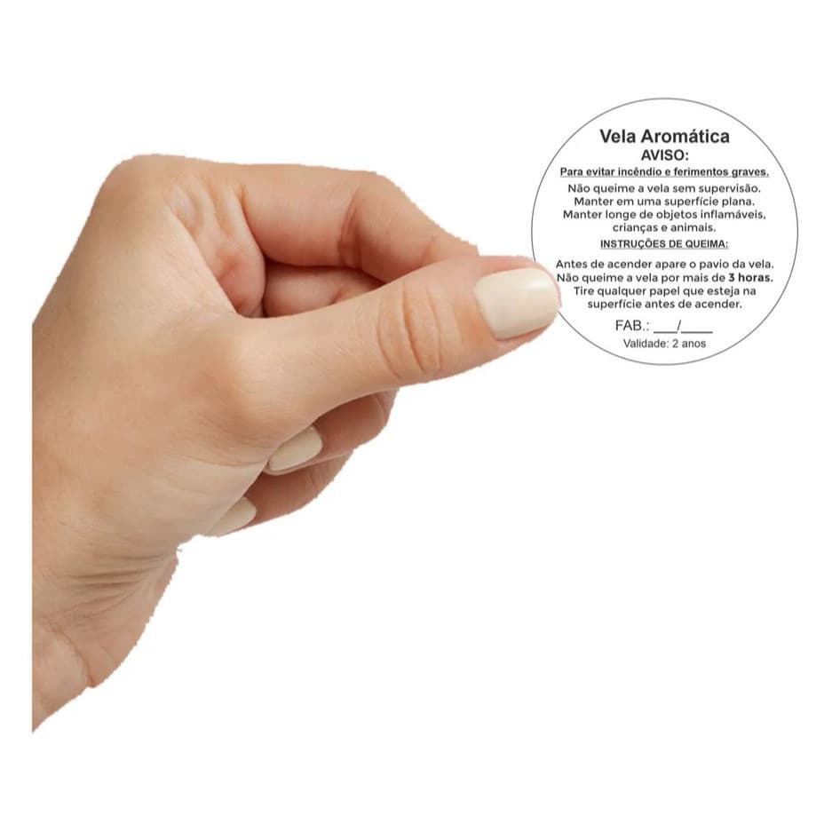 Etiqueta Aviso / Segurança Vela 4 Cm Vinil Branco - 3 HORAS