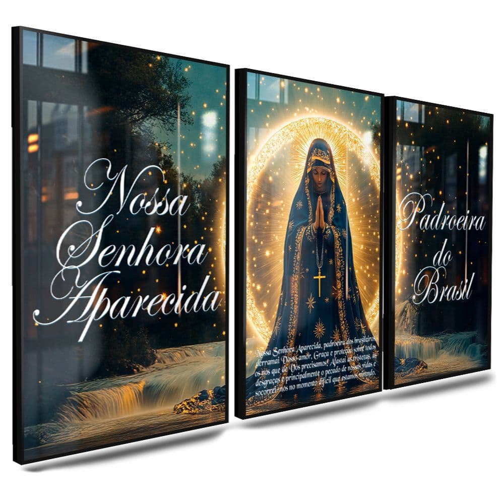 Quadro Decorativo Nossa Senhora Luz e Esperança da Padroeira do Brasil Fé 122x60