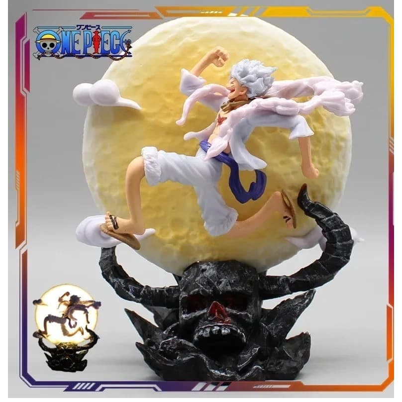 Figura de Ação Luffy na Lua - Monkey D. Luffy Gear Five - One Piece - Modelo Nika (Deus do Sol)
