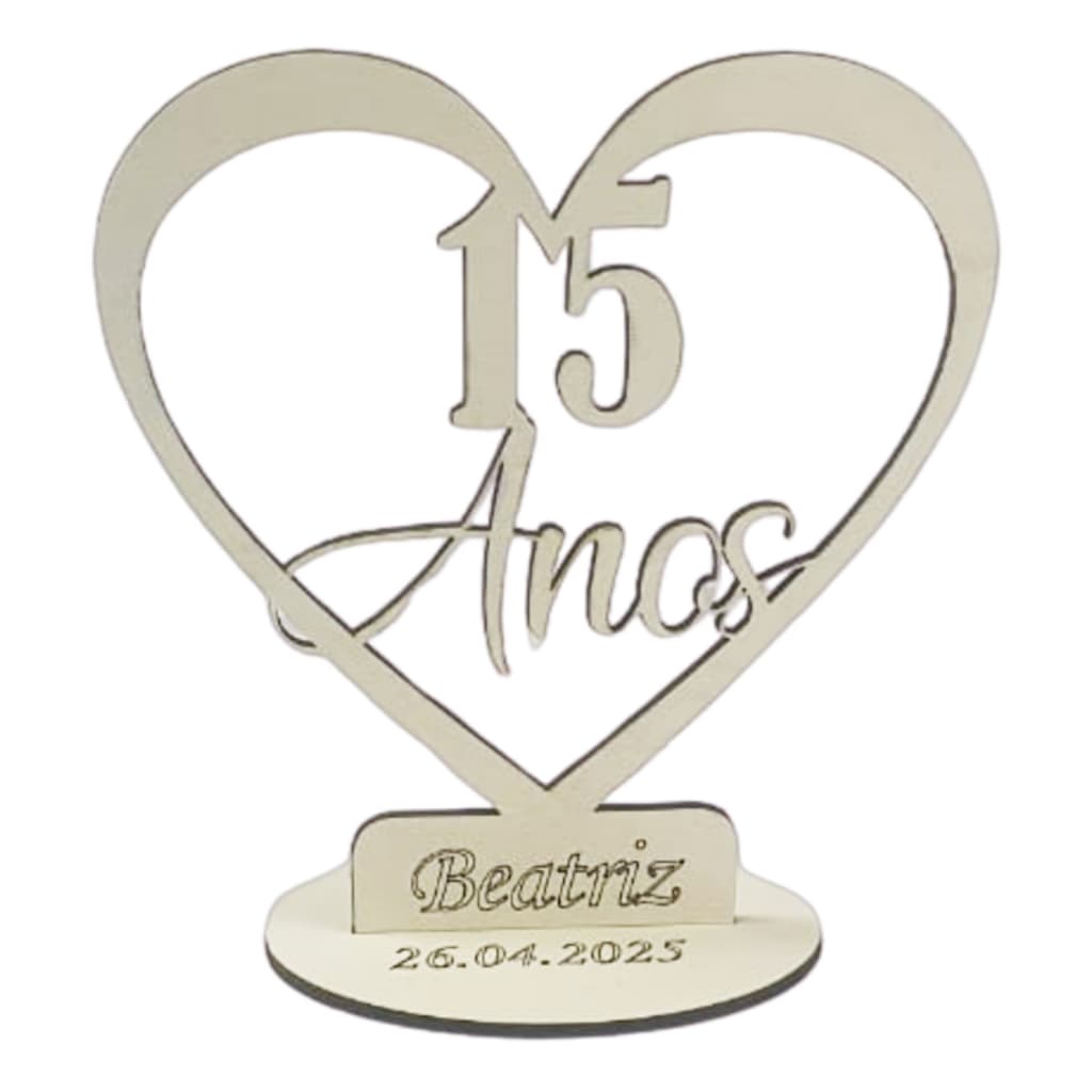 25 Centro De Mesa Aniversário 15 Anos Mdf Branco 15cm