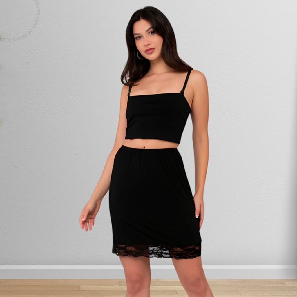 Saia Anágua Segunda Pele Saiote Barra Renda Feminino Moda Confortável