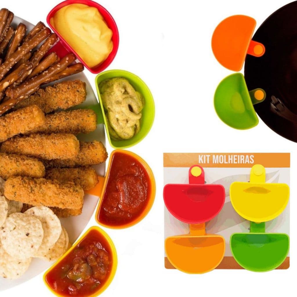 Porta Molhos Kit Molho Com 4 Peças Para Ketchup Mostarda Molheira de Plástico Com Predendor