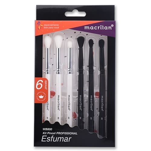 Kit Com 6 Pincéis Profissionais Para Esfumar Macrilan - Wb800