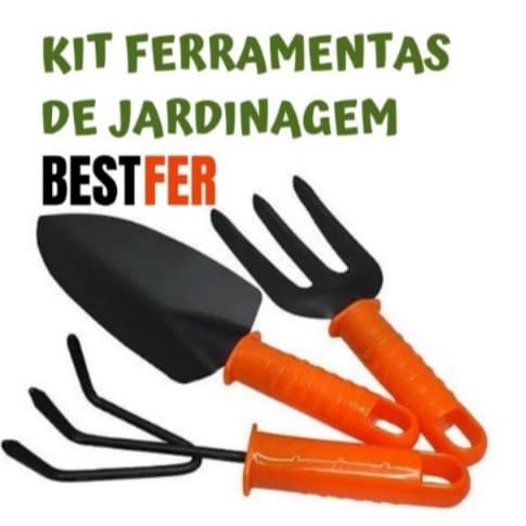 Kit Jardim 3 Peças Aço Carbono - Pá, Ancinho, Garfo | Plantas, Hortas, Flores e Suculentas