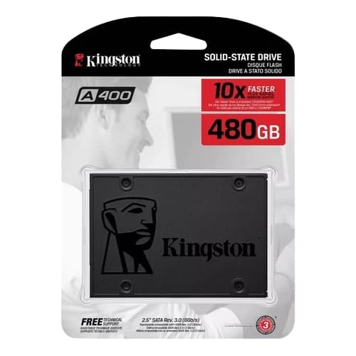 Hd Ssd 480GB Kingston A400 2.5'' SATA III 6Gb/s Leitura 500Mb/s e Gravação 450 MB/s