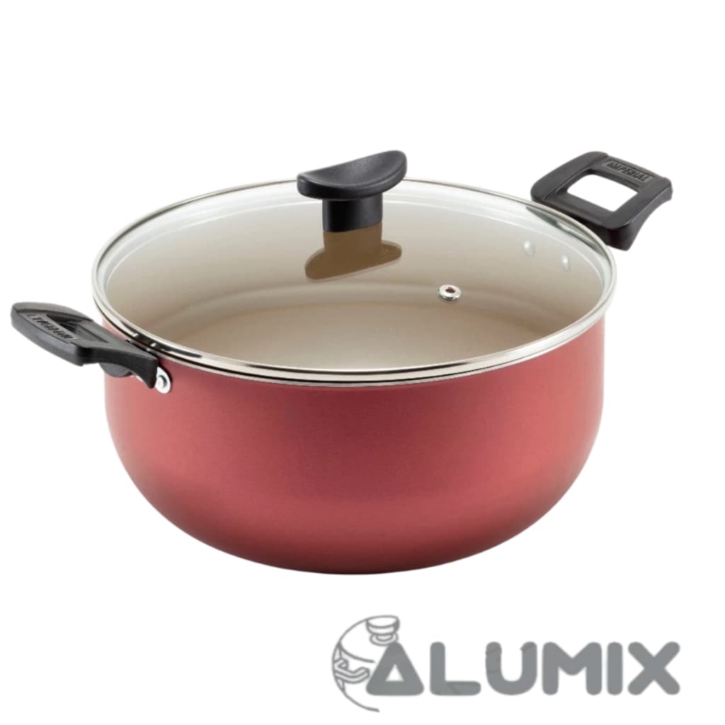 Panela Caçarola 24cm Teflon Premium com Tampa de Vidro Temperado – Alta Resistência e Antiaderente
