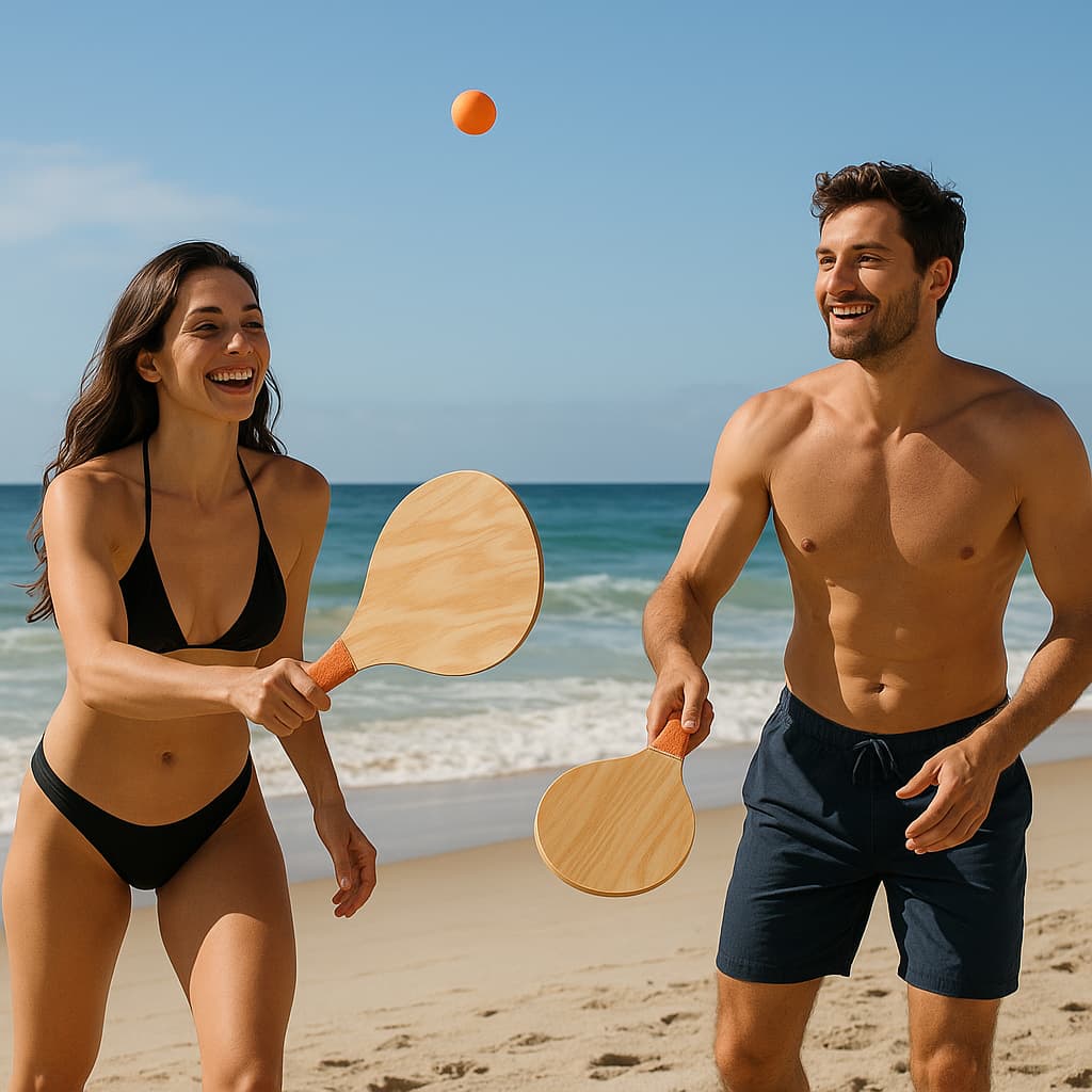 Kit 2 Raquetes de Frescobol para Praia Leve Resistente e Fácil de Usar