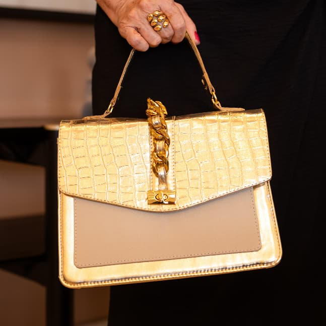 Bolsa Feminina Elegante Paris Dourada Promoção Dia das Mães