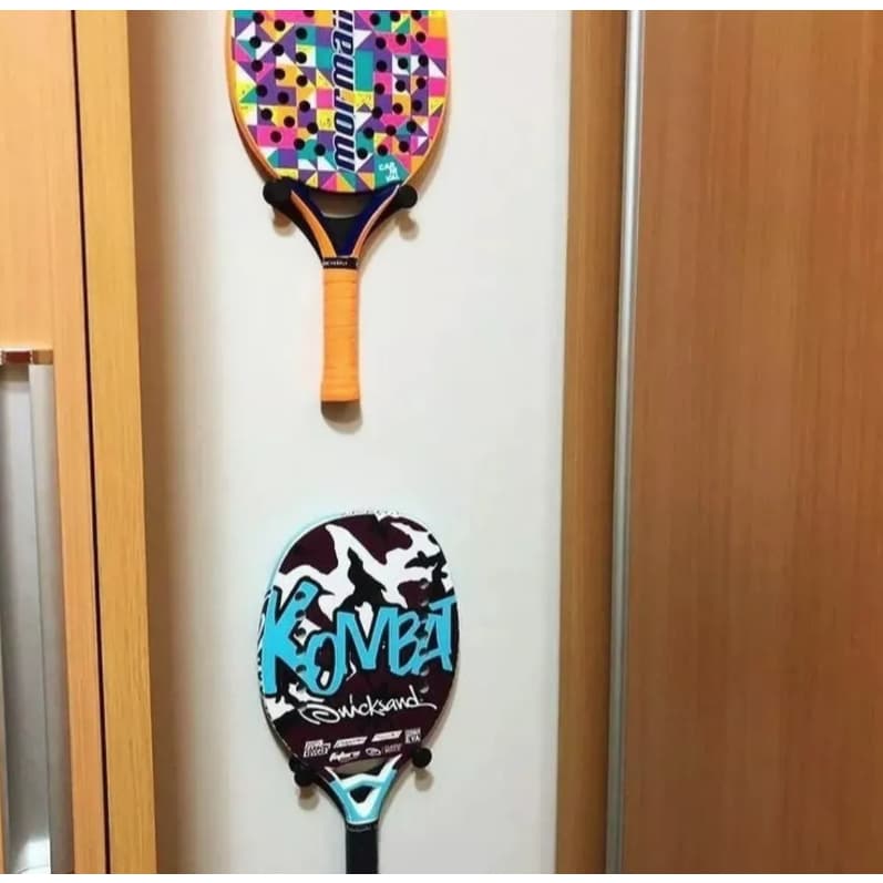 Kit Suportes De Parede Para Raquete Beach Tennis Badminton Pendurar Raquete Tênis