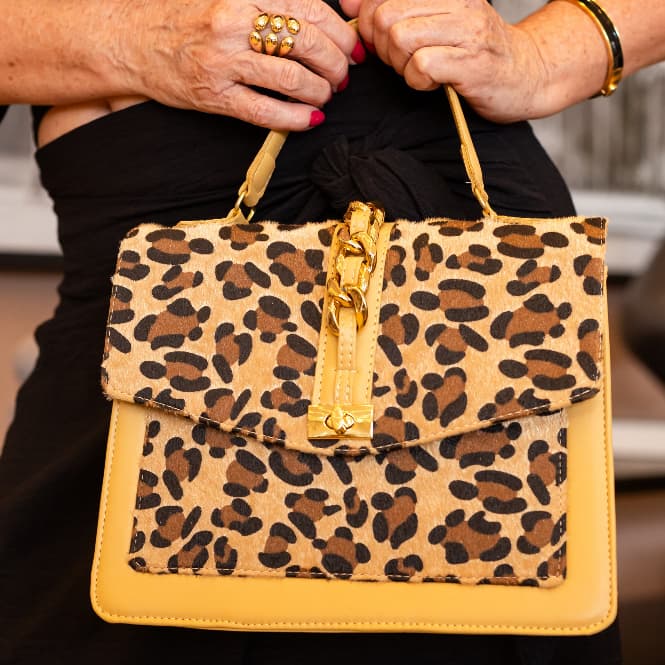 Bolsa Feminina de Luxo Onça em Couro com Alça de Ombro Removível e Ajustável Lançamento