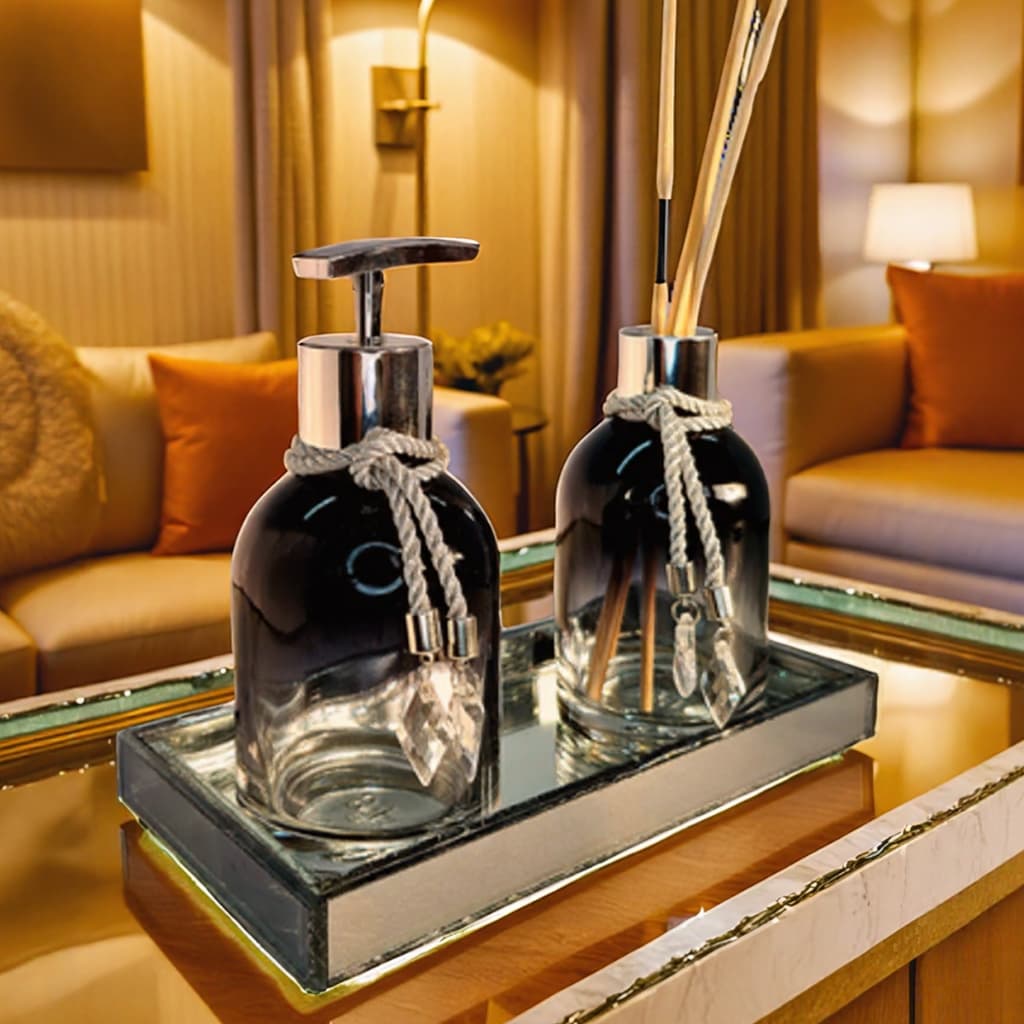 Kit Lavabo Completo Luxo Elegante 300ml Vidro Vários Modelos Decoração Qualidade Premium