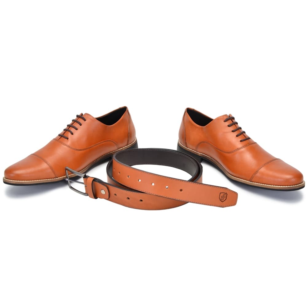 Kit Sapato masculino social Oxford + Cinto Regulável Sofisticado