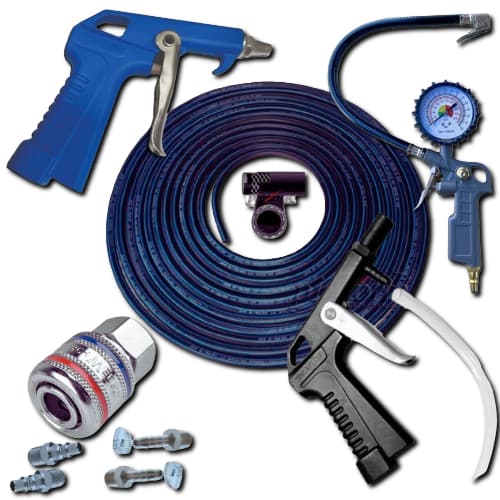 Kit Mangueira 1/4 15m P/ Compressor de Ar com Calibrador Inflador e Bico de Encher Pneus HDFL