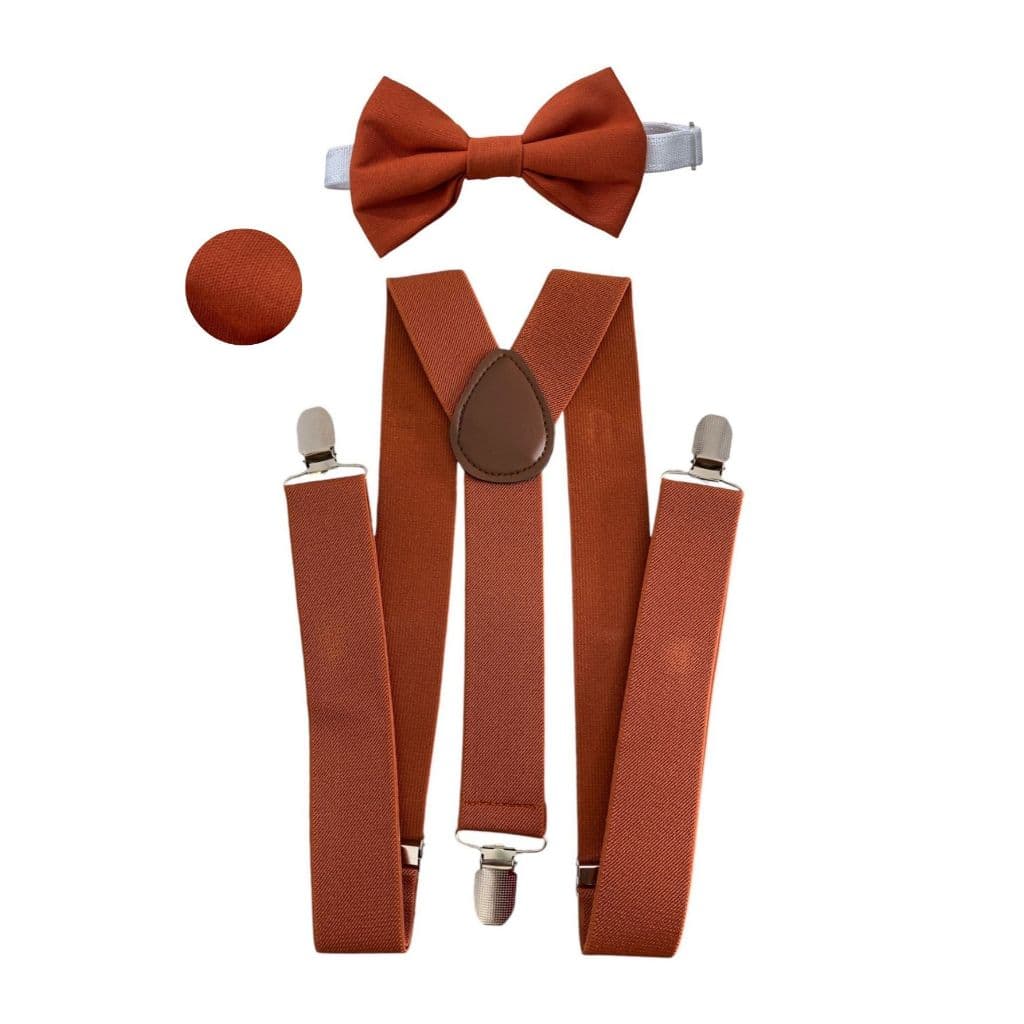 Kit Suspensório Terracota 3,5cm King e Gravata Borboleta Fosca Adulto para Eventos