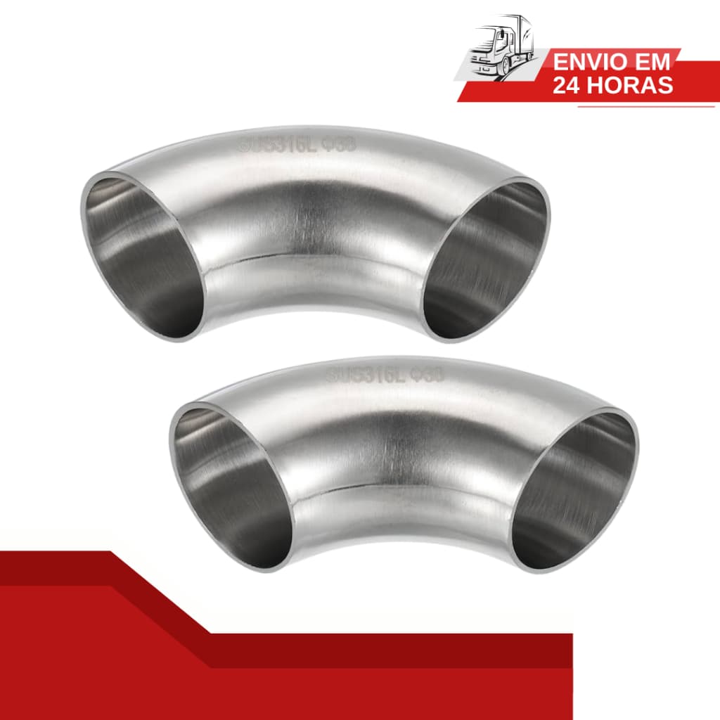 Kit 10 Unidades Curva 90° Cotovelo Para Corrimão Polido Todas as Medidas - Metal Estampo