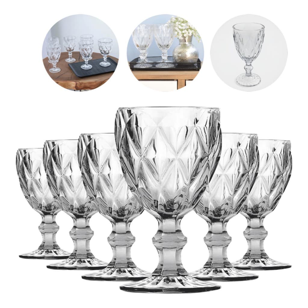 Taças Diamante Vidro 340ml Copo Diamond Moderno Luxo