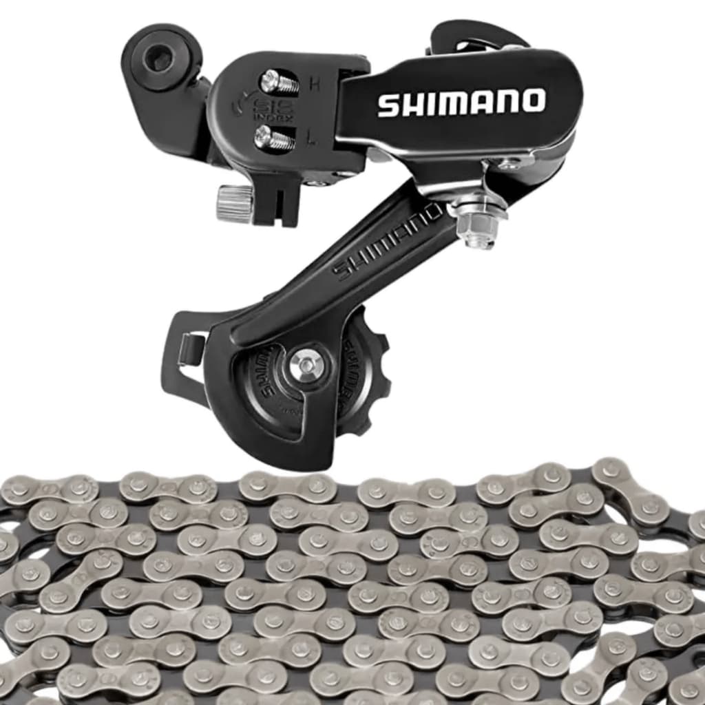 Câmbio Traseiro Shimano Tz31 Sem gancheira + corrente fina Index 7v 8v
