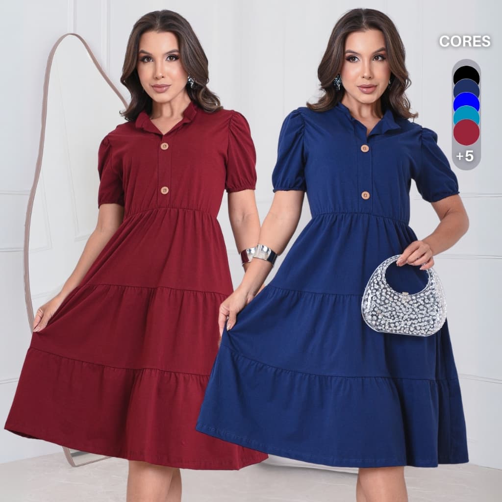 Vestido Evangélico Midi Modelo 3 Marias Social De Algodão