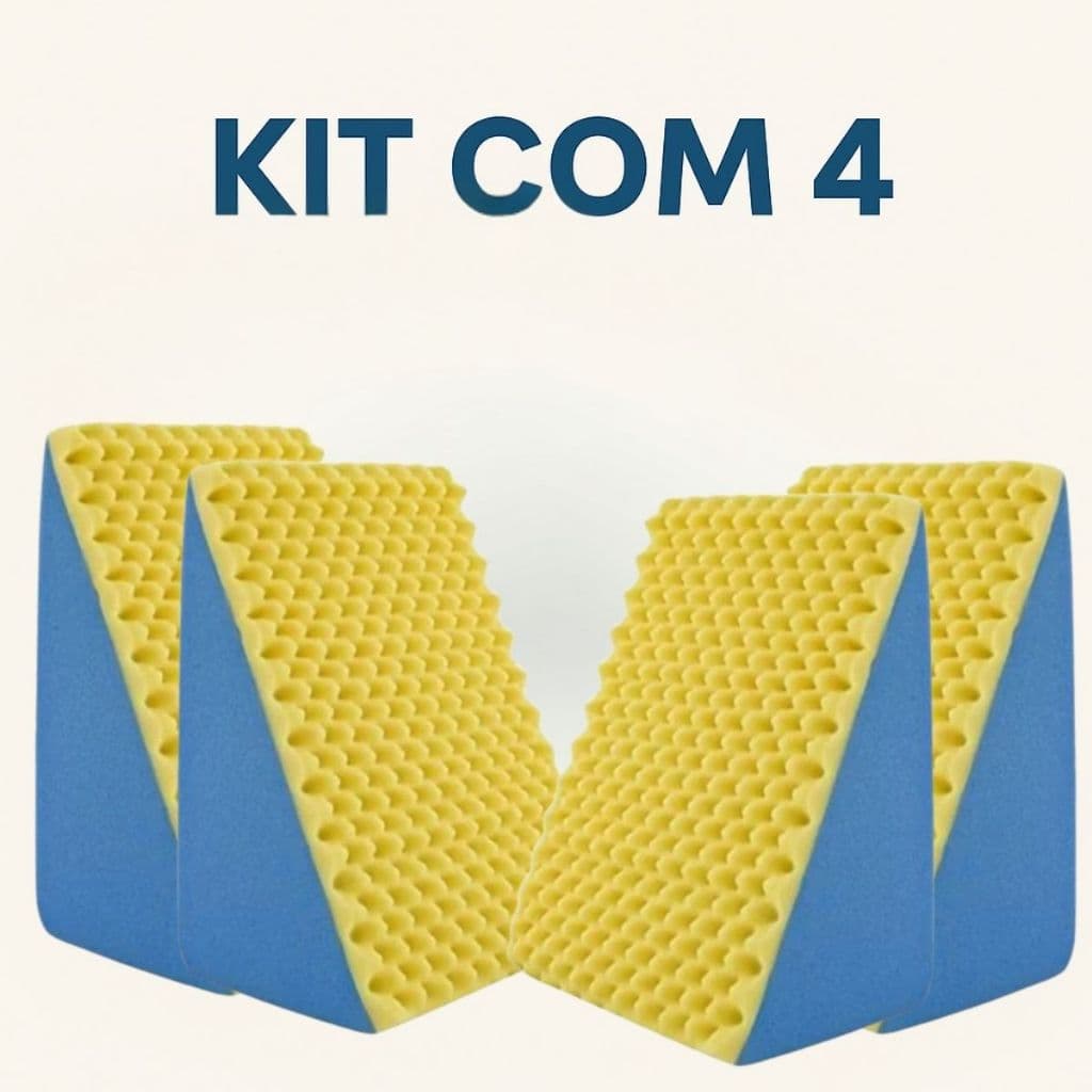 Kit com 04 Travesseiros de Espuma Ortopédico Dores na Costa e Lombar Encosto Triangular