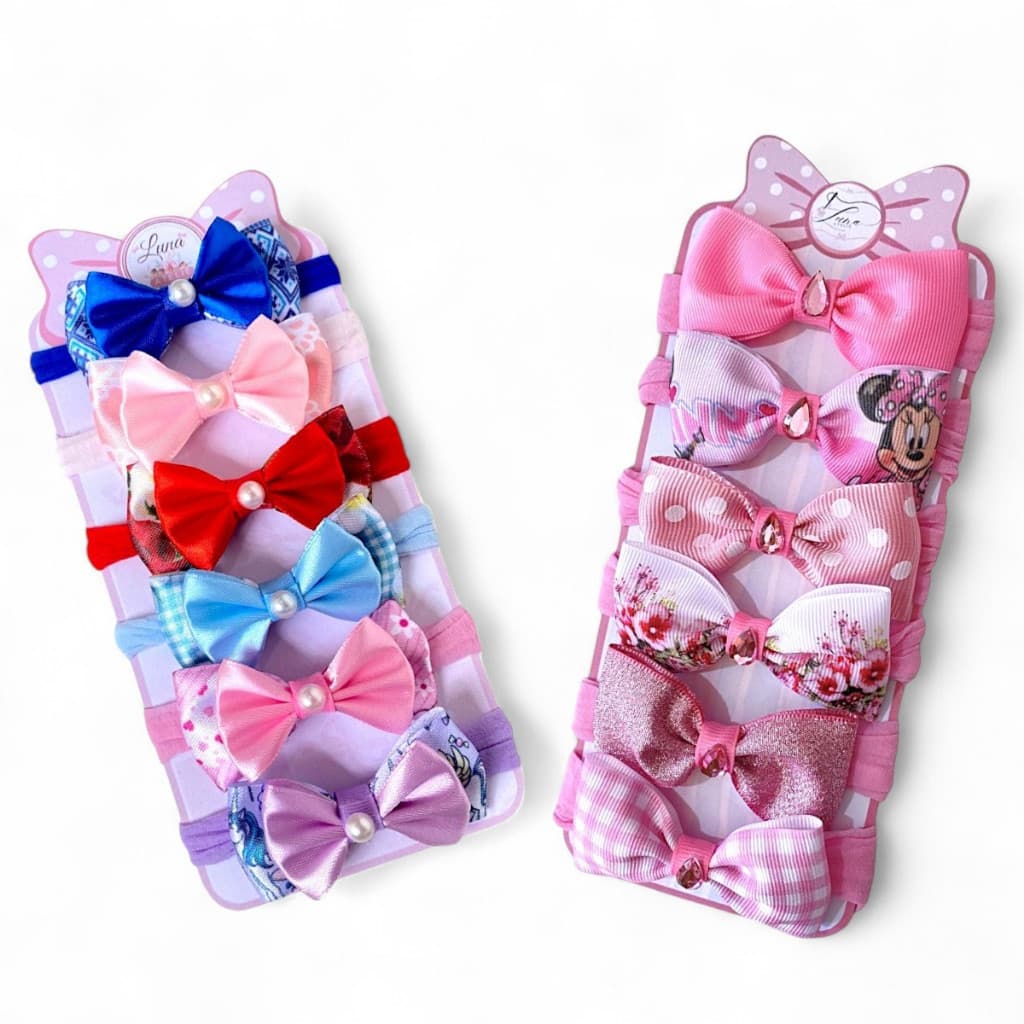 Kit 12 laços de bebê Lacinhos de Bebê Cetim Tiarinha Rn laços de cabelo infantil Faixinha