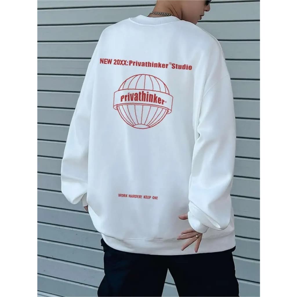 Moletom Estiloso e Oversized de Algodão Premium para Homens - Ajuste Casual e Solto com Estampa Gráfica, Pulôver de Gola