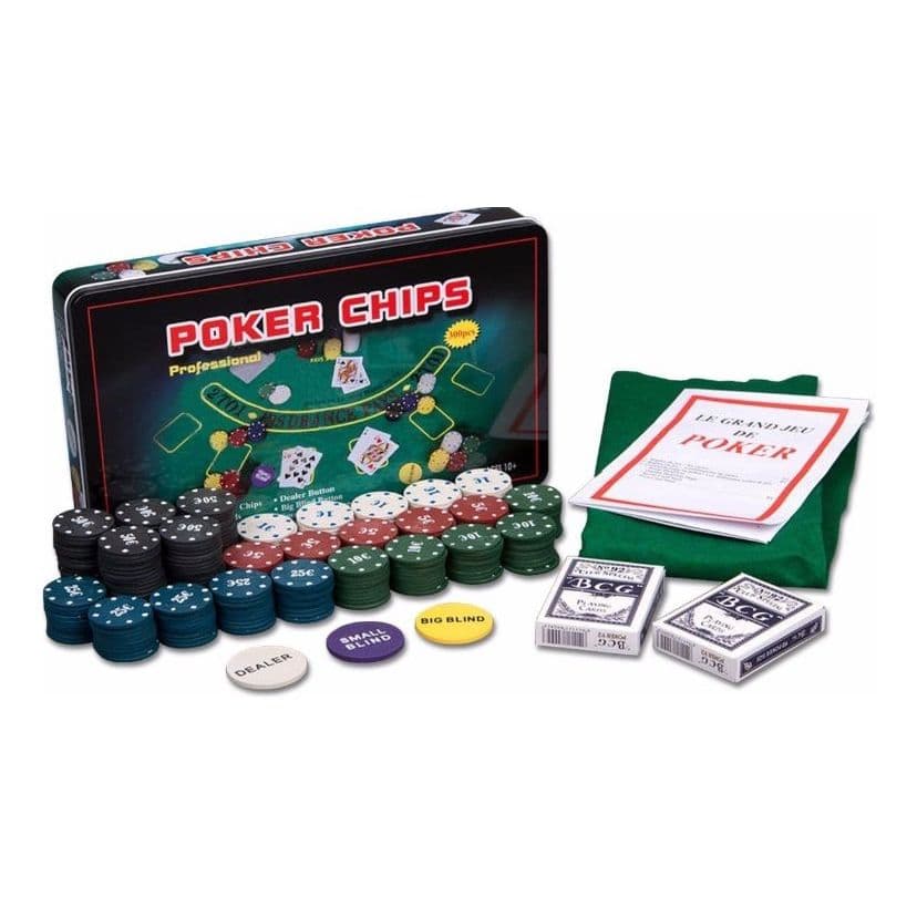 Kit Poker Profissional 300 Fichas Lata Completo