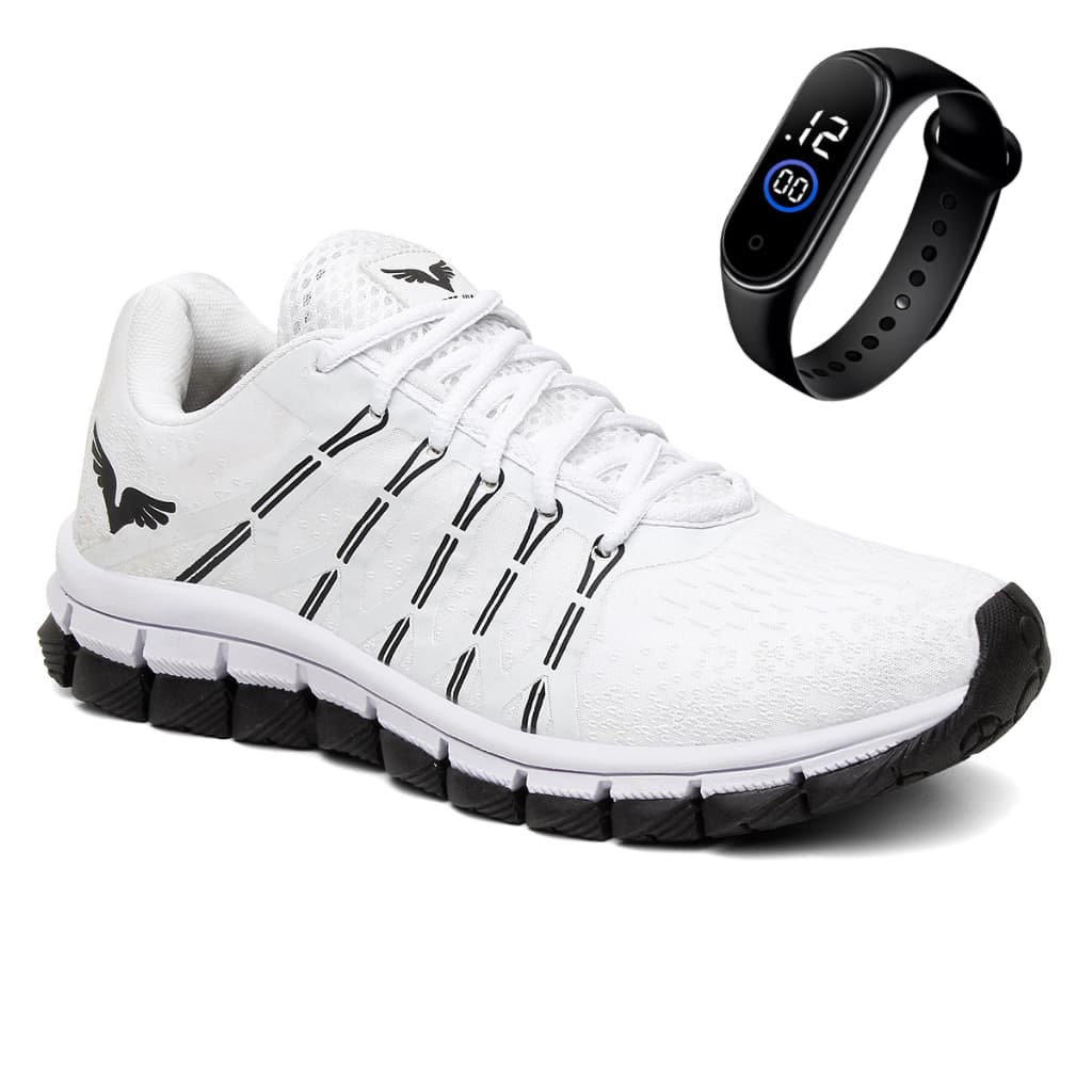 Kit Tênis Masculino Fitness Academia Corrida Caminhada Treino + Relogio Digital Led Envio Rapido