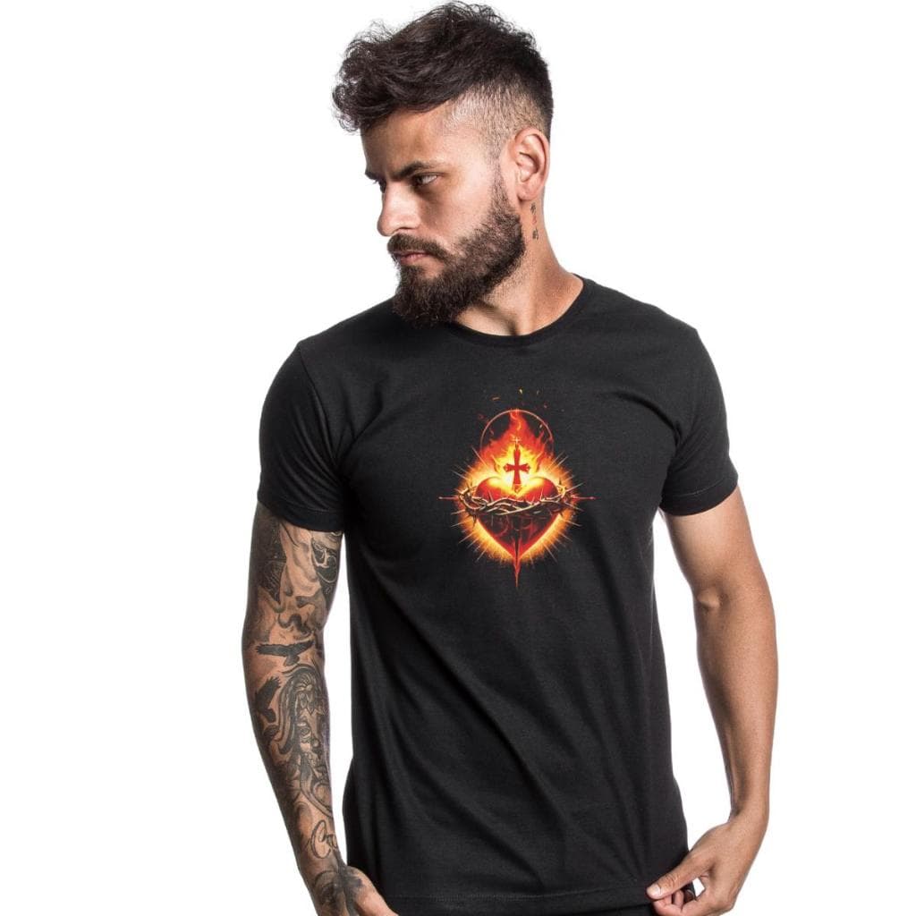 Camisa masculina algodao  estampada religiosa DTF