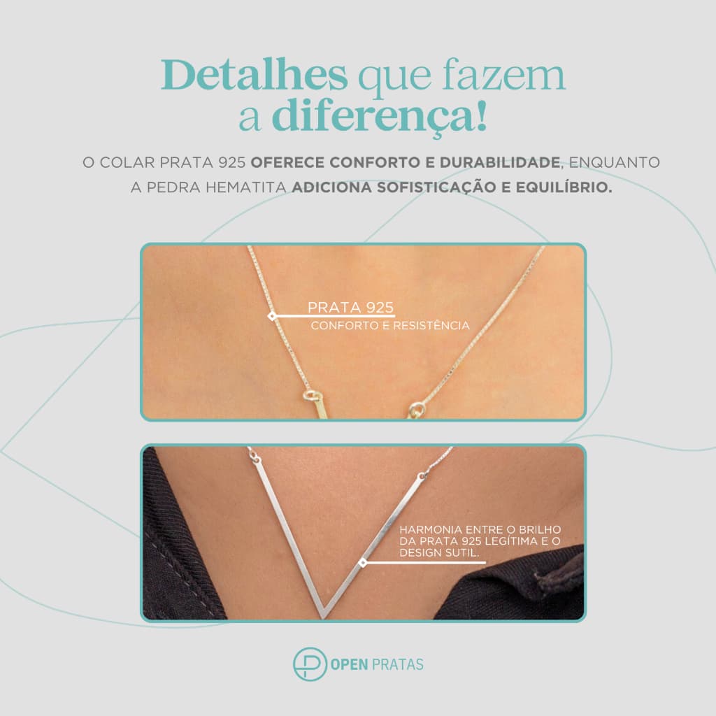Colar Minimalista de Prata Legítima 45cm Formato V