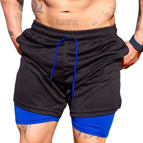 Shorts 2 em 1 Masculino de Academia Com Forro Colorido