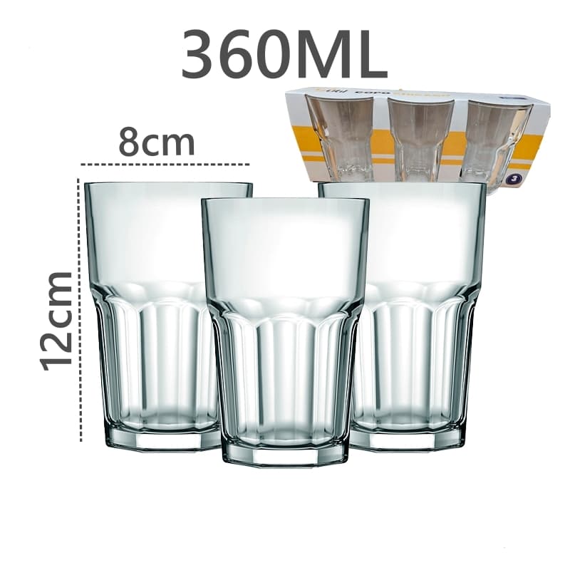 Kit 6 Copo de Vidro resistente 360ml transparente Vitaminas Suco Agua