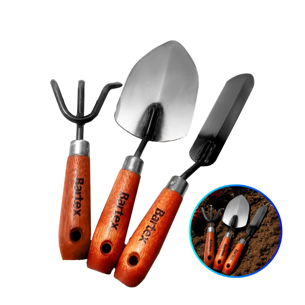 Ferramenta de Jardim Profissional Kit 3 Peças Pás E Ancinho - Bartex