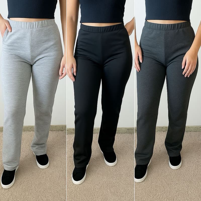 Calça flare feminina moletom casual moletinho