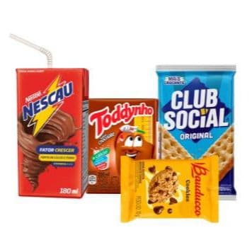 Kit Lanche Escolar ou para Trabalho | Achocolatado + Cookies + Biscoito Salgado