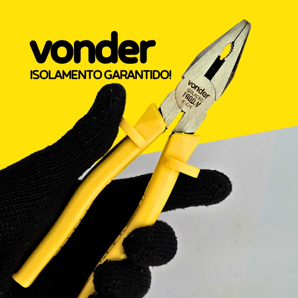 Kit Alicate Universal, Corte 1000V Profissional Isolado Aço 8 Polegadas Multifunção - VONDER