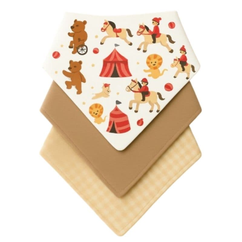 Kit com 3 Babador Bandana Bebê Menino 100% Algodão Circo