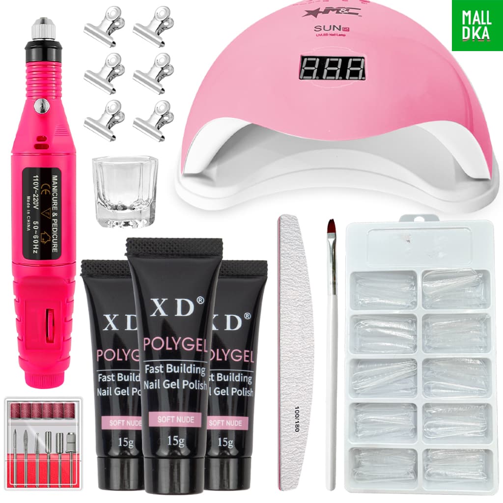 Kit Polygel 15GR Alongamento Unhas Completo - Cabine Sun5 - Lixa Elétrica Cabine Sun5- Envio Imediato