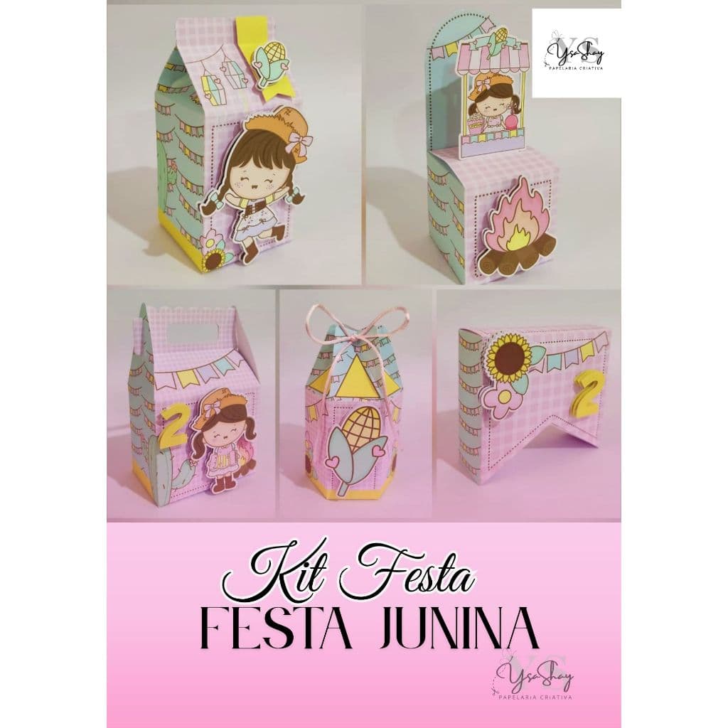 Caixinhas personalizadas/kit festa caixinhas personalizadas/Pegue e monte/Lembrancinhas/aniversário/FESTA JUNINA/+Brinde