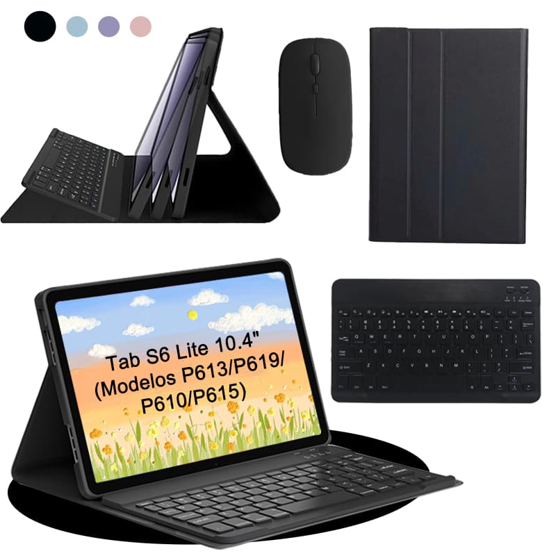 Kit Capa Para Samsung Tab S6 Lite 10.4" Com Magnético Teclado ABNT2 E Mouse Bluetooth e Porta Caneta + Ç