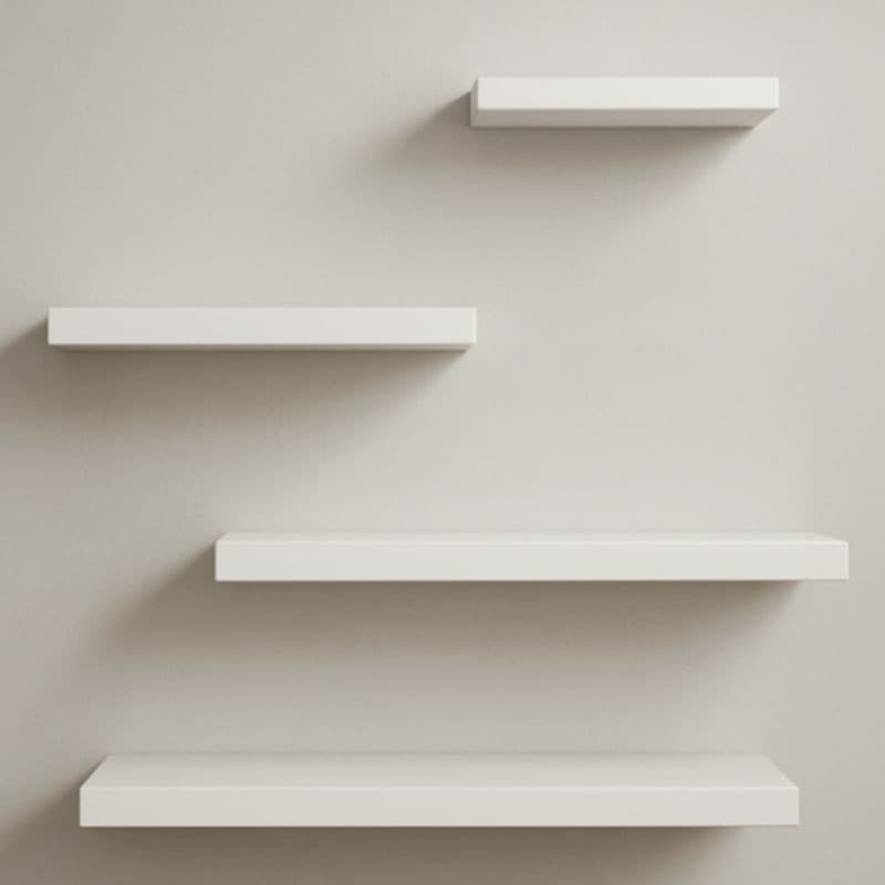 Kit com 4 prateleiras mdf 20/30/40/50cm mdf branco para decoração quarto, sala, escritório