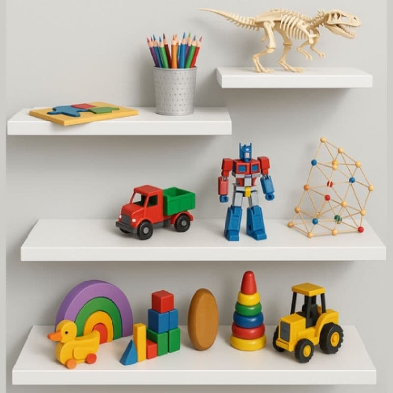 Kit com 4 prateleiras mdf 20/30/40/50cm decoração quarto, sala, escritório