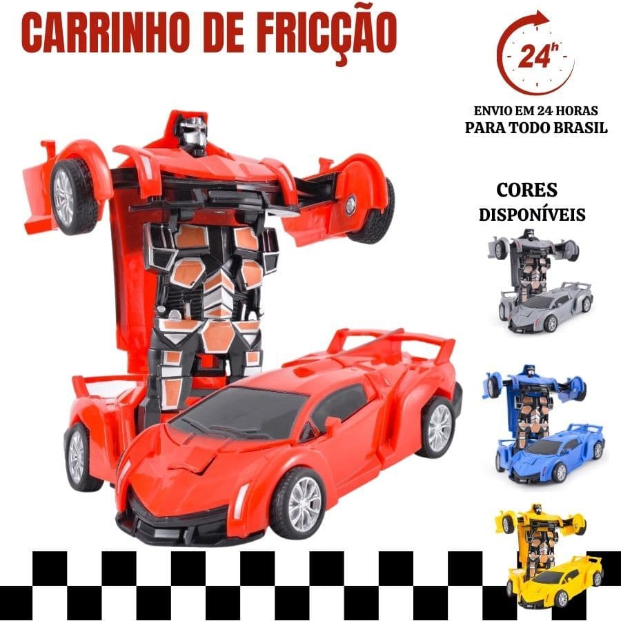Carro Vira Robo Diversão Fricção Automático Carrinho Cores Aleatorias
