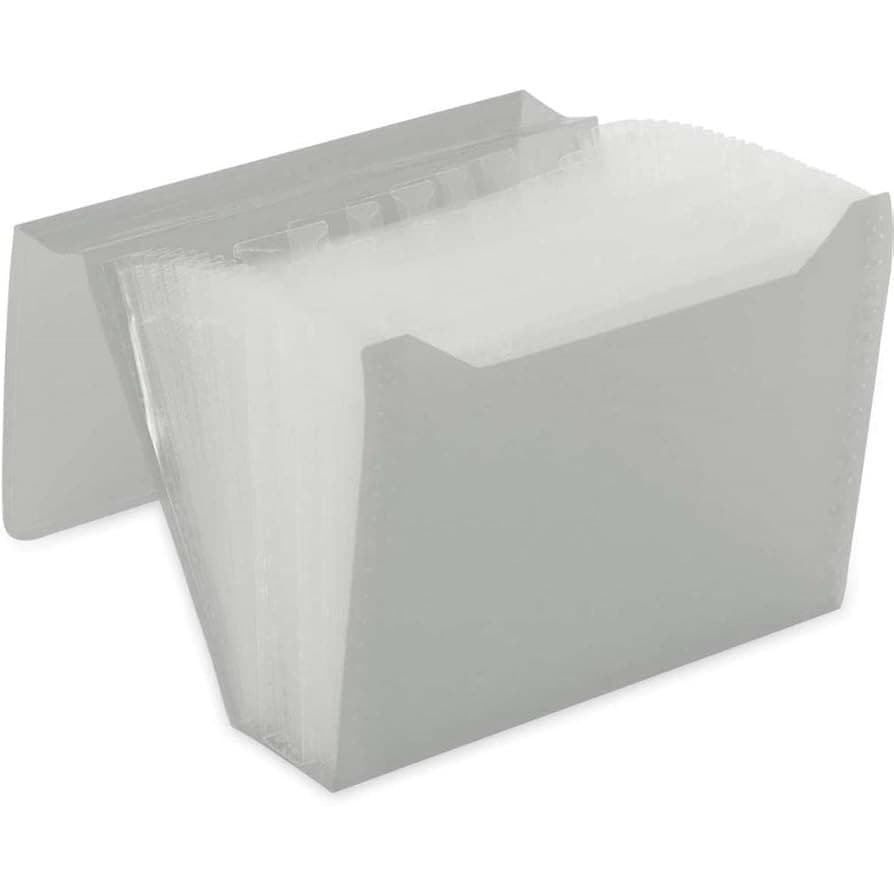 Pasta Sanfonada Plástica Duplicata Transparente com 12 divisórias 1/2 A4