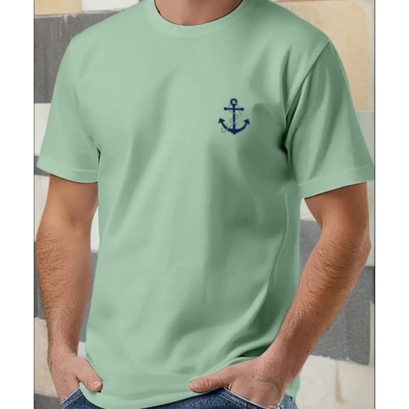 Camisa Camiseta ANCORA ⚓ Alto Estilo Confortável Perfeita Festas Baladas Gola Redonda Em Várias Cores 100% Algodão