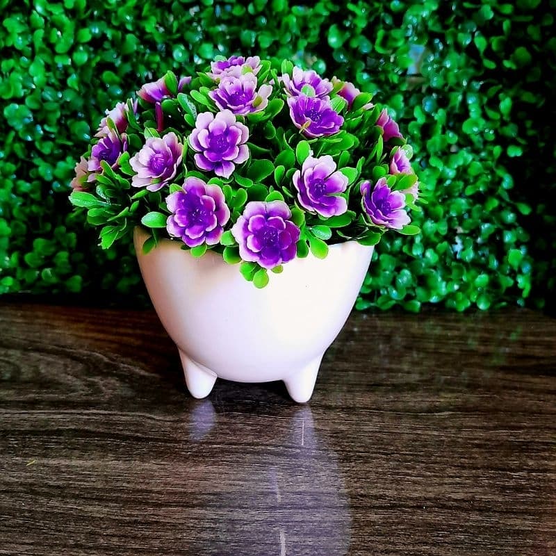 Vaso cachepo cerâmica esmaltada com pé decoração festas mesa posta eventos suculentas buchinho plantinhas cor branco
