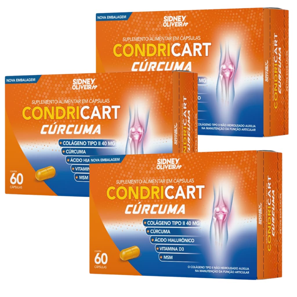 kit 3x COLÁGENO TIPO II + CURCUMA ÁC HIALURÔNICO VIT D3 +MSM