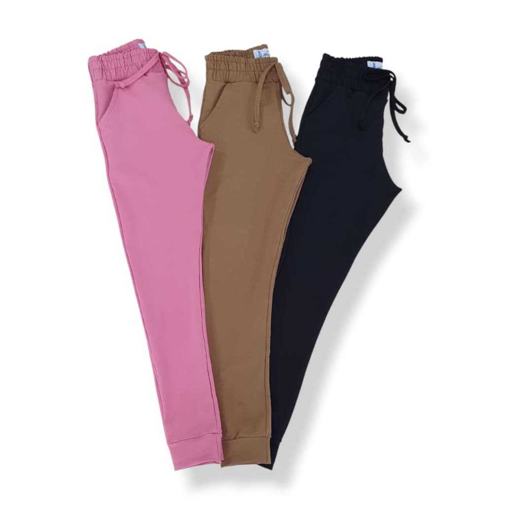 Calça Jogger Moletom Elastano Moda Feminina Legging Confortável Bolso