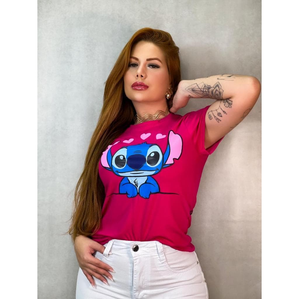 Blusa Feminina T-Shirt Stitch Rosa – Viscolycra | Plus Size