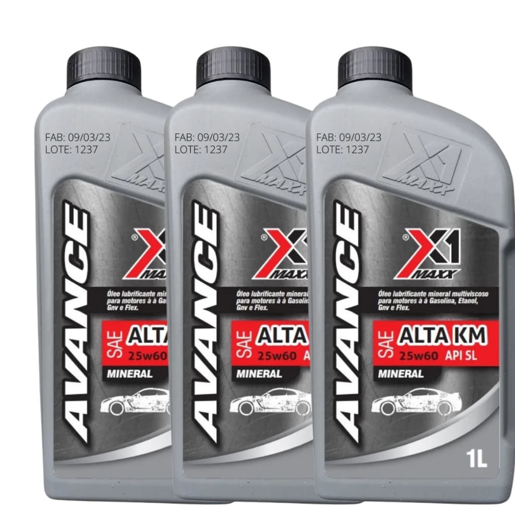 KIT 3 Oleo 25w60 Alta Kilometragem Óleo Para Motor Alta Km Alta Rodagem 25w60 Api Sl Mineral